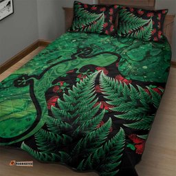 New Zealand Gecko Christmas Quilt Bed Set Meri Kirihimete Paua Shell Mix Pohutukawa