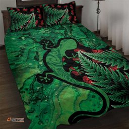 New Zealand Gecko Christmas Quilt Bed Set Meri Kirihimete Paua Shell Mix Pohutukawa