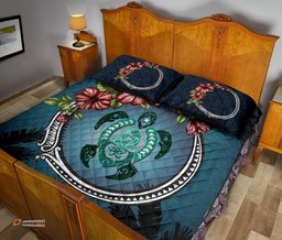 New Zealand Quilt Bed Set Polynesian Ohana Turtle Hibiscus Mother Son