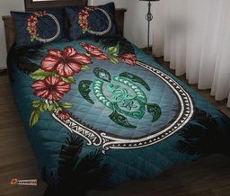 New Zealand Quilt Bed Set Polynesian Ohana Turtle Hibiscus Mother Son