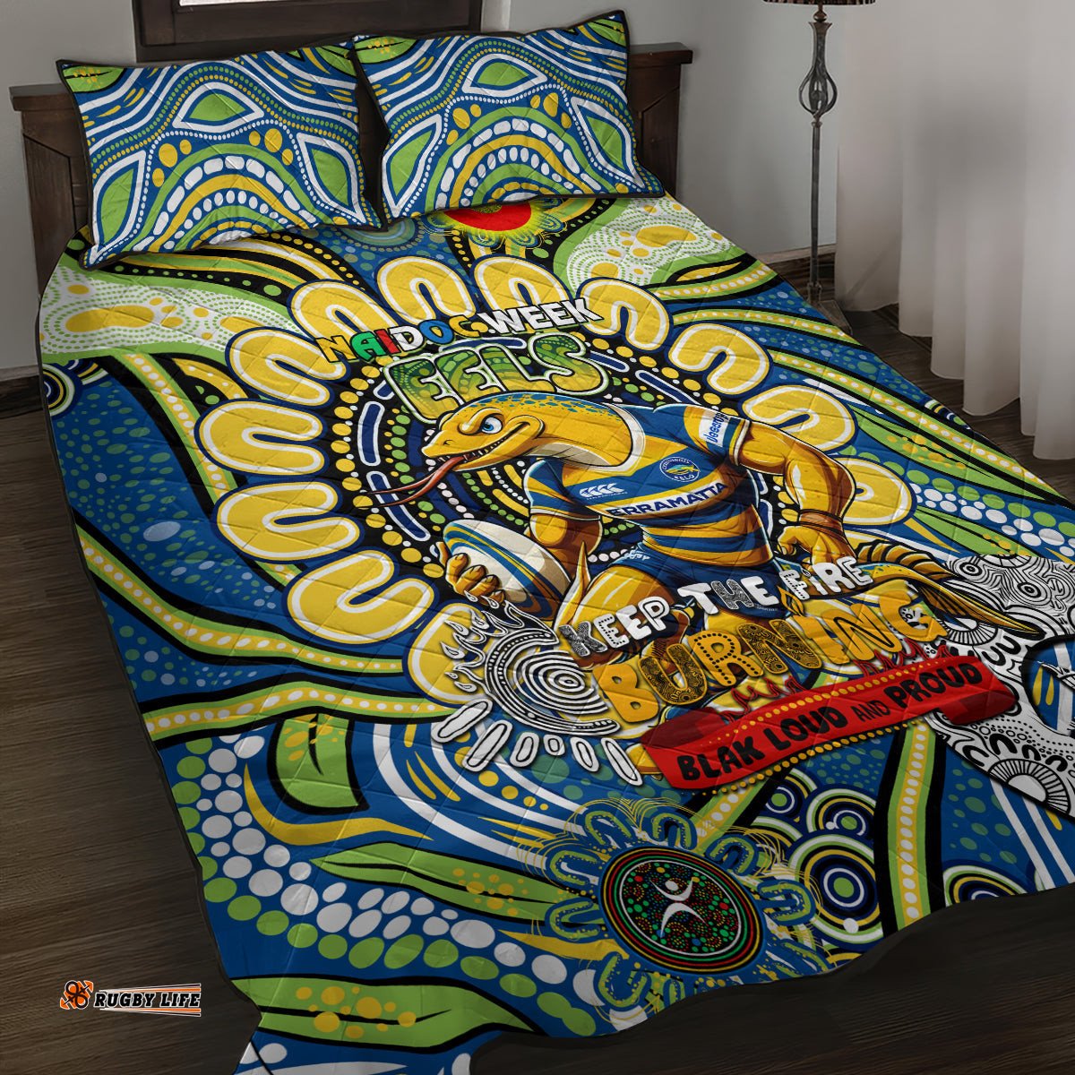 naidoc week 2024 eels quilt bed set mascot rugby dt02