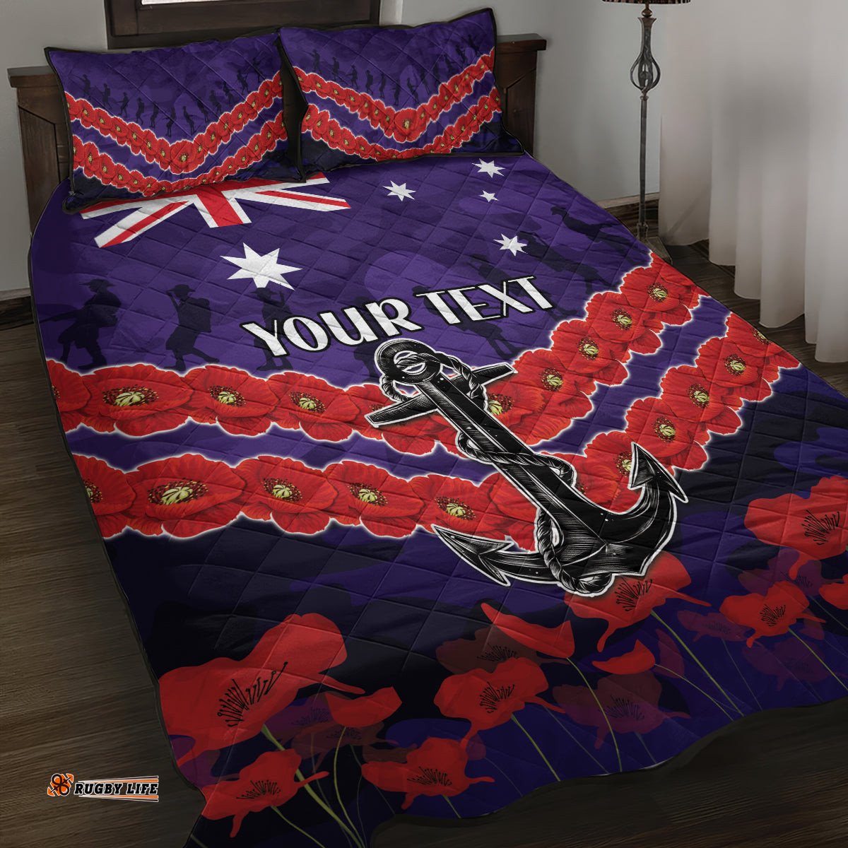 Custom Dockers Football Quilt Bed Set ANZAC Lest We Forget