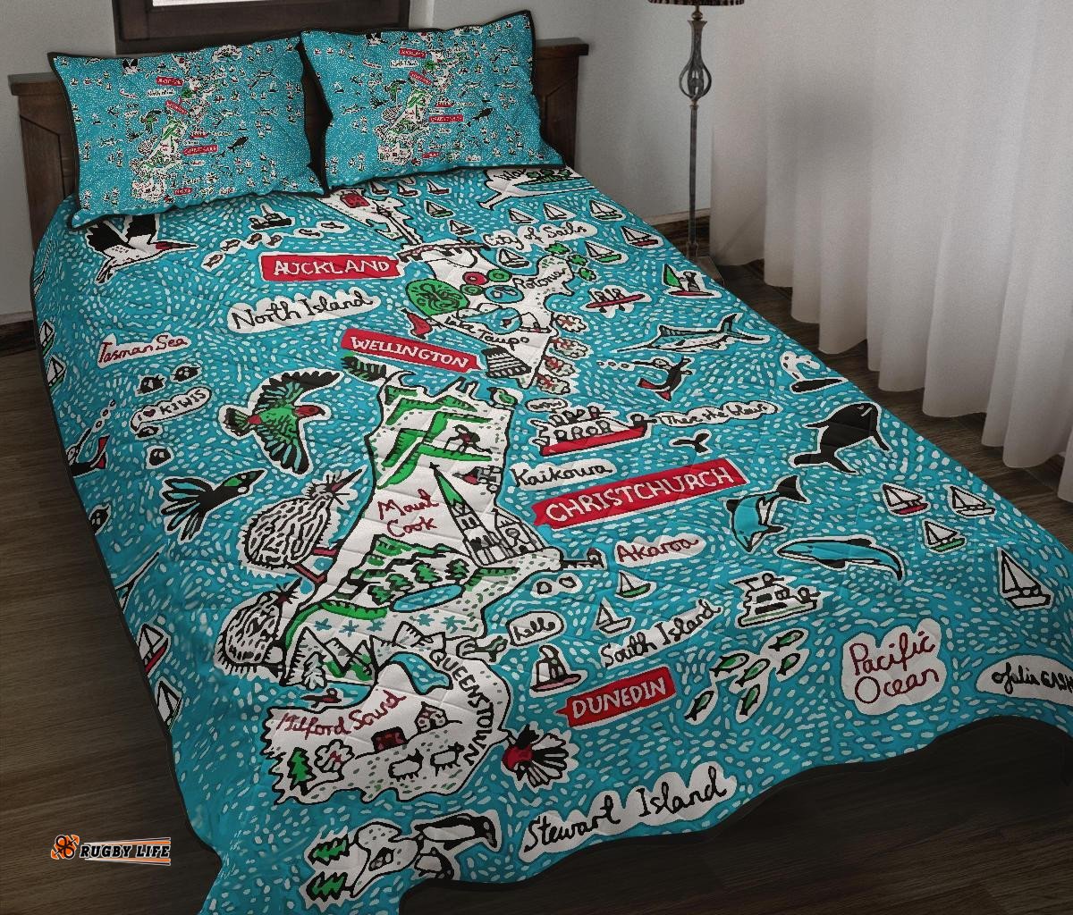 New Zealand Map Quilt Bed Set