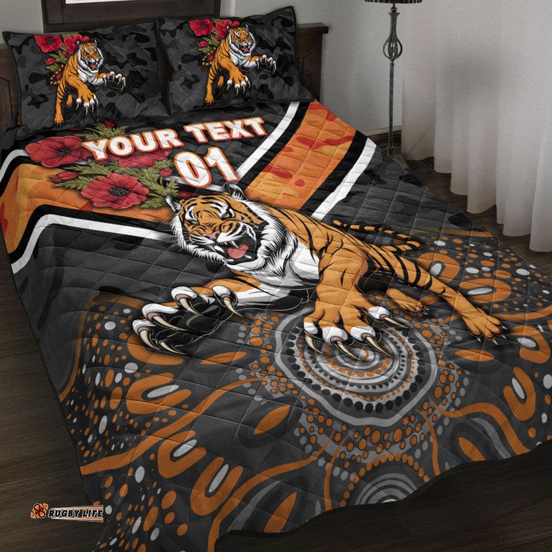 Custom Personalised Wests Tigers ANZAC Quilt Bed Set Indigenous Vibes