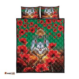 Personalised Rabbitohs Rugby ANZAC Quilt Bed Set Starry Night and Field of Poppies