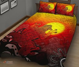 Australia Aboriginal Inspired Quilt Bed Set - Indigenous Frog Red