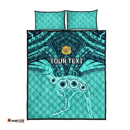 Custom Australia Matildas Quilt Bed Set Polynesian Mix Turquoise Marble