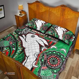 South Sydney Rabbitohs Quilt Bed Set - Indigenous Dreaming Souths "Live A Red Green Life"