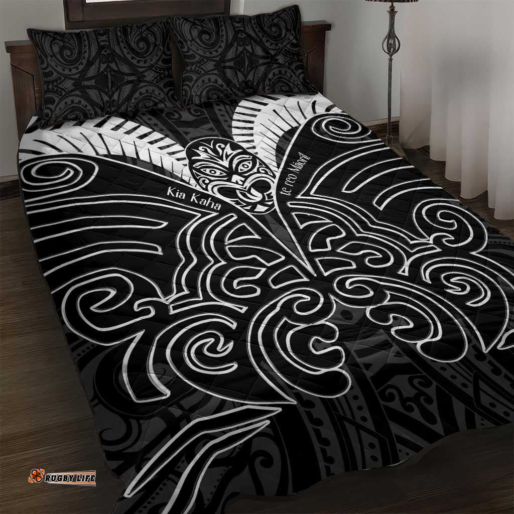 Kia Kaha Te Reo Maori Quilt Bed Set Aotearoa Hei Tiki With Hongi