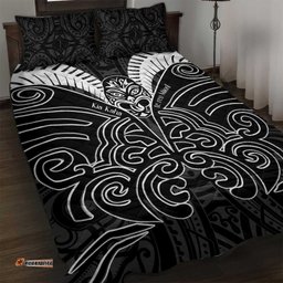 Kia Kaha Te Reo Maori Quilt Bed Set Aotearoa Hei Tiki With Hongi