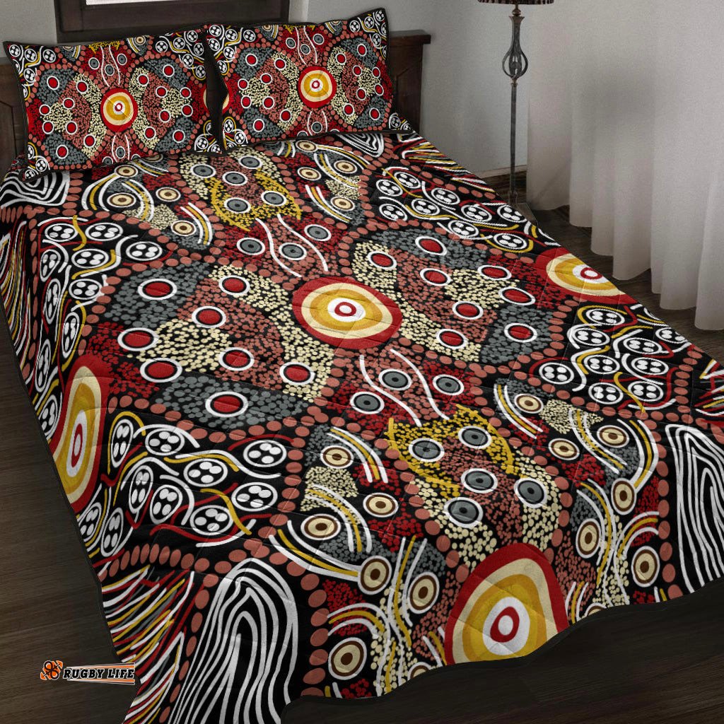 Aboriginal Art Dot Vibes Quilt Bed Set Indigenous NO.1