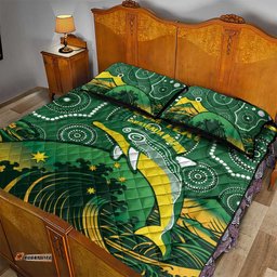 Personalised Australia Swimming Quilt Bed Set Aussie Dolphin Aboriginal National Color