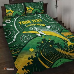 Personalised Australia Swimming Quilt Bed Set Aussie Dolphin Aboriginal National Color