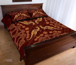 Aboriginal Quilt Cover Set, Kangaroo Patterns Dot Painting