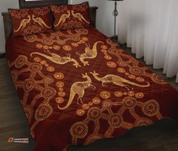 Aboriginal Quilt Cover Set, Kangaroo Patterns Dot Painting