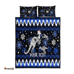 Custom North Kangaroos Football Quilt Bed Set Roos Christmas Vibe