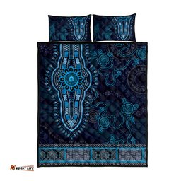 Blue African Dashiki With Australia Aboriginal Art Quilt Bed Set