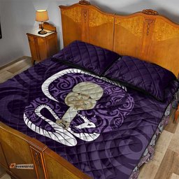 Purple New Zealand Eel Quilt Bed Set Aotearoa Maori Tuna With Kotiate Weapon