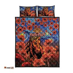 Personalised Broncos Rugby ANZAC Quilt Bed Set Starry Night and Field of Poppies
