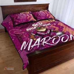 Personalised QLD Rugby League Quilt Bed Set Maroons Aboriginal Art