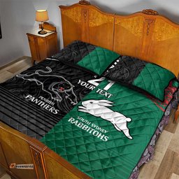 Custom Rabbitohs Panthers Quilt Bed Set NRL Tribal Half Style