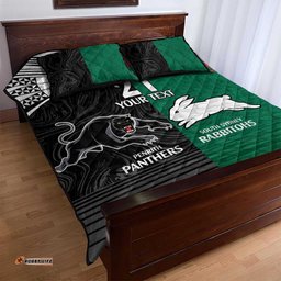 Custom Rabbitohs Panthers Quilt Bed Set NRL Tribal Half Style