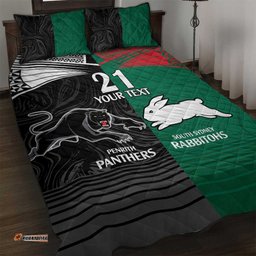 Custom Rabbitohs Panthers Quilt Bed Set NRL Tribal Half Style