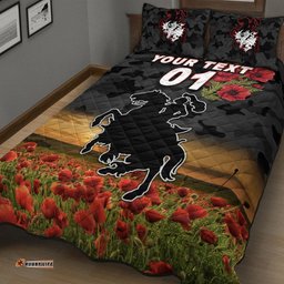 Custom Personalised St. George Illawarra Dragons ANZAC Quilt Bed Set Poppy Flowers Vibes Black