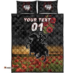 Custom Personalised St. George Illawarra Dragons ANZAC Quilt Bed Set Poppy Flowers Vibes Black