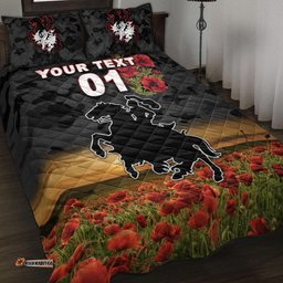 Custom Personalised St. George Illawarra Dragons ANZAC Quilt Bed Set Poppy Flowers Vibes Black