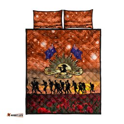 The Rising Sun Badge ANZAC Quilt Bed Set Last Post Field of Poppy Starry Night Style