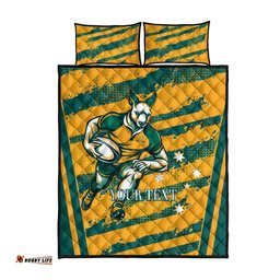 Custom Australia Rugby Quilt Bed Set Wallabies Mascots Indigenous Aboriginal Version