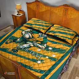Custom Australia Rugby Quilt Bed Set Wallabies Mascots Indigenous Aboriginal Version