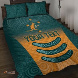 Custom Wallaroos Womens Rugby Quilt Bed Set Aboriginal Dots Art