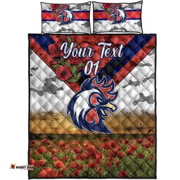 Custom Personalised Sydney Roosters ANZAC Quilt Bed Set Poppy Flowers Vibes White