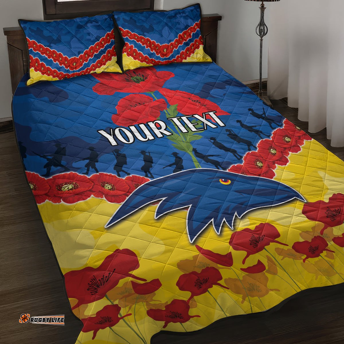 Custom Adelaide Crows Football Quilt Bed Set ANZAC Lest We Forget