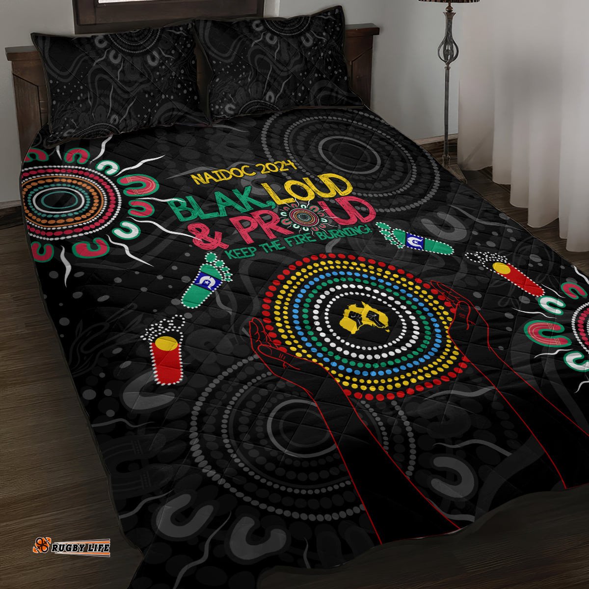 Blak Loud and Proud NAIDOC 2024 Quilt Bed Set Indigenous Aboriginal