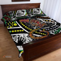 aboriginal lizzard pattern dot art quilt bed set ts04