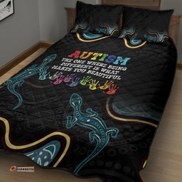 Australia Autism Awareness 4 April Aboriginal Lizard Quilt Bed Set