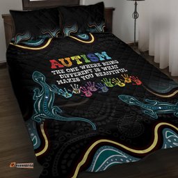 Australia Autism Awareness 4 April Aboriginal Lizard Quilt Bed Set