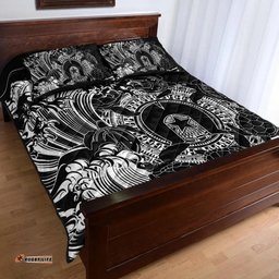 Australia Torres Strait Islands Inspired Quilt Bed Set - Torres Strait Islands in Wave Black