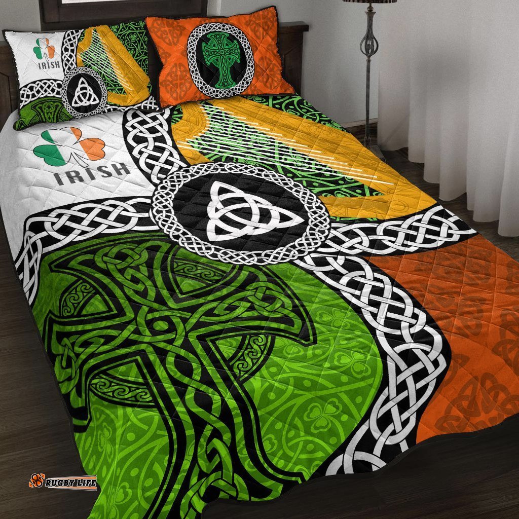 Ireland Legend Quilt Bed Set Ireland With Circle Celtics Knot