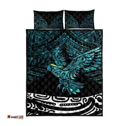 New Zealand Sulphur crested Cockatoo Quilt Bed Set Aotearoa Maori Mix Paua Shell