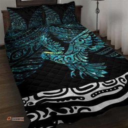New Zealand Sulphur crested Cockatoo Quilt Bed Set Aotearoa Maori Mix Paua Shell