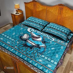 Sharks Rugby Xmas Quilt Bed Set Australia NRL Mascot