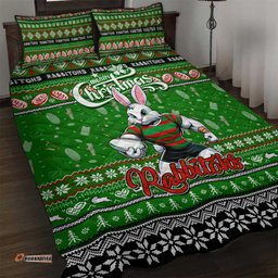 Rabbitohs Rugby Xmas Quilt Bed Set Australia NRL Mascot