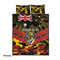 Custom Richmond Tigers Football Quilt Bed Set ANZAC Lest We Forget
