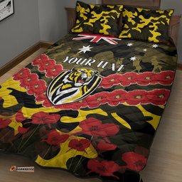 Custom Richmond Tigers Football Quilt Bed Set ANZAC Lest We Forget