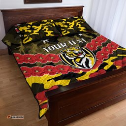 Custom Richmond Tigers Football Quilt Bed Set ANZAC Lest We Forget