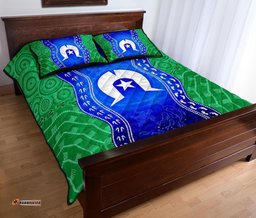 Torres Strait Islanders Quilt Bed Set Torres Symbol With Aboriginal Patterns